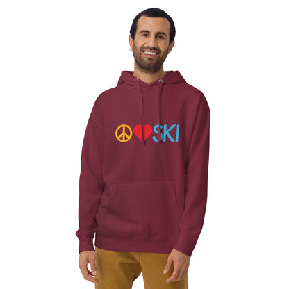 CS0026 - 01004 - Peace | Love | SKI Unisex Hoodie