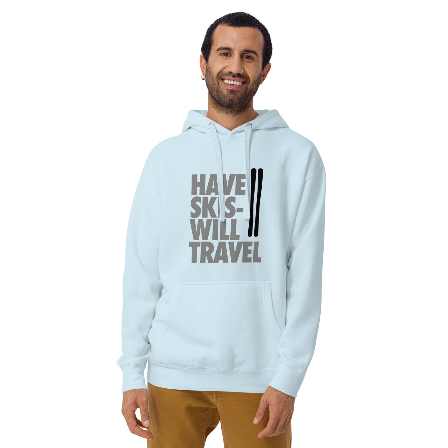 CS0032 - 01004 - Have Skis Will Travel Unisex Hoodie (Black Skis)