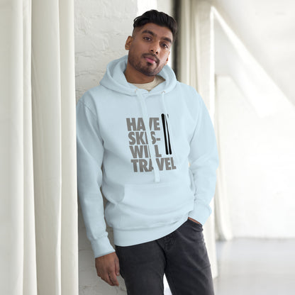 CS0032 - 01004 - Have Skis Will Travel Unisex Hoodie (Black Skis)