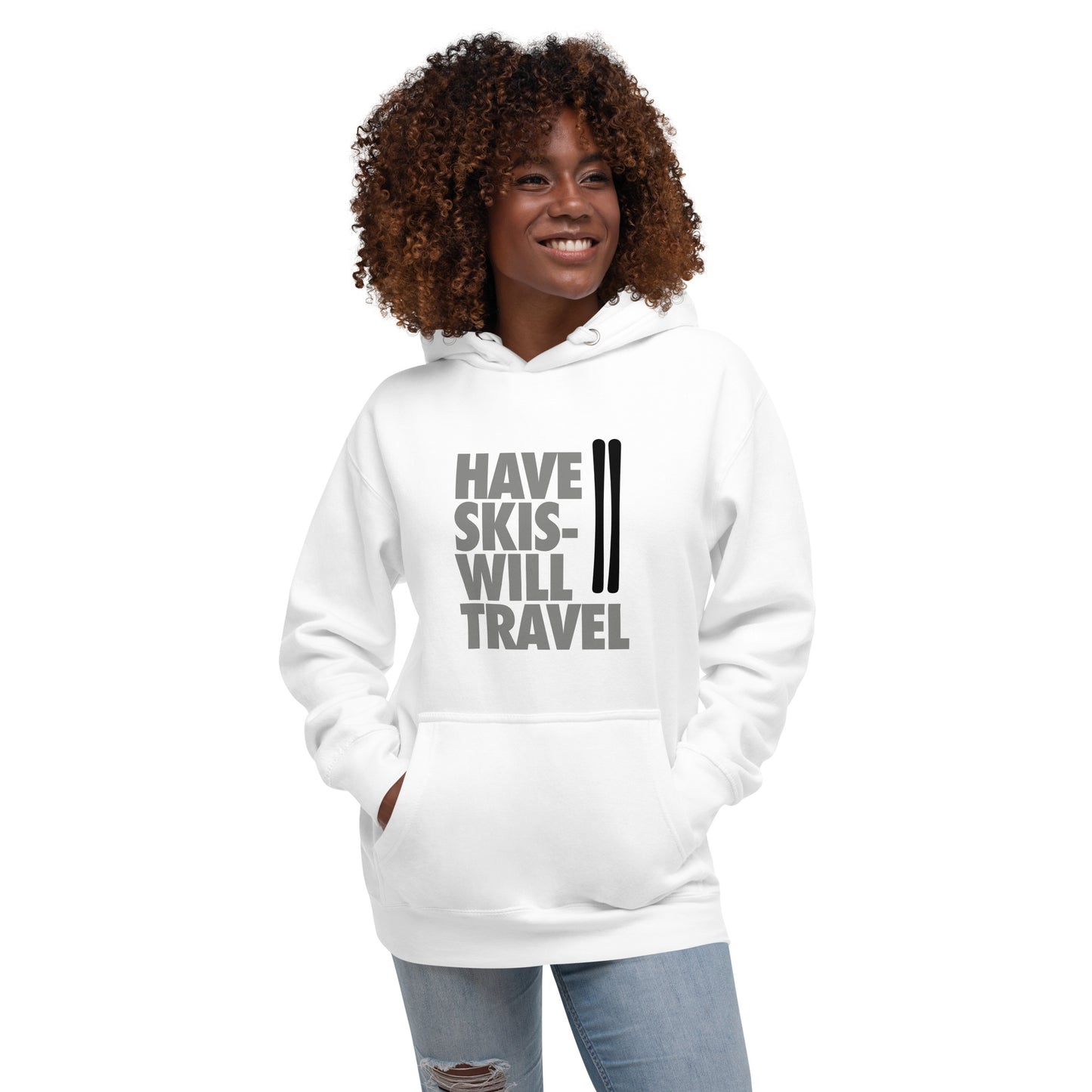 CS0032 - 01004 - Have Skis Will Travel Unisex Hoodie (Black Skis)