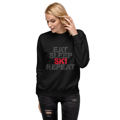 CS0048 - 01005 - Eat Sleep Ski Repeat Unisex Premium Sweatshirt