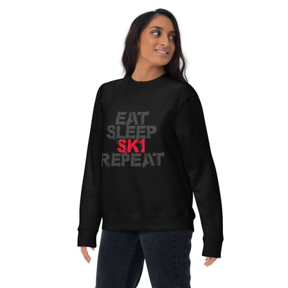 CS0048 - 01005 - Eat Sleep Ski Repeat Unisex Premium Sweatshirt