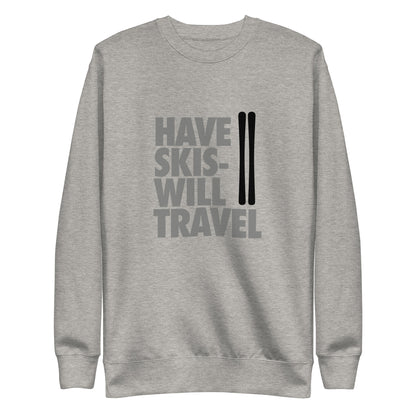 CS0032 - 01005 - Have Skis Will Travel Unisex Premium Sweatshirt (Black Skis)