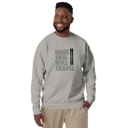 CS0032 - 01005 - Have Skis Will Travel Unisex Premium Sweatshirt (Black Skis)