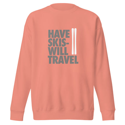 CS0032 - 01005 - Have Skis Will Travel Unisex Premium Sweatshirt (White Skis)