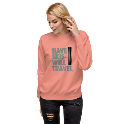 CS0032 - 01005 - Have Skis Will Travel Unisex Premium Sweatshirt (Black Skis)