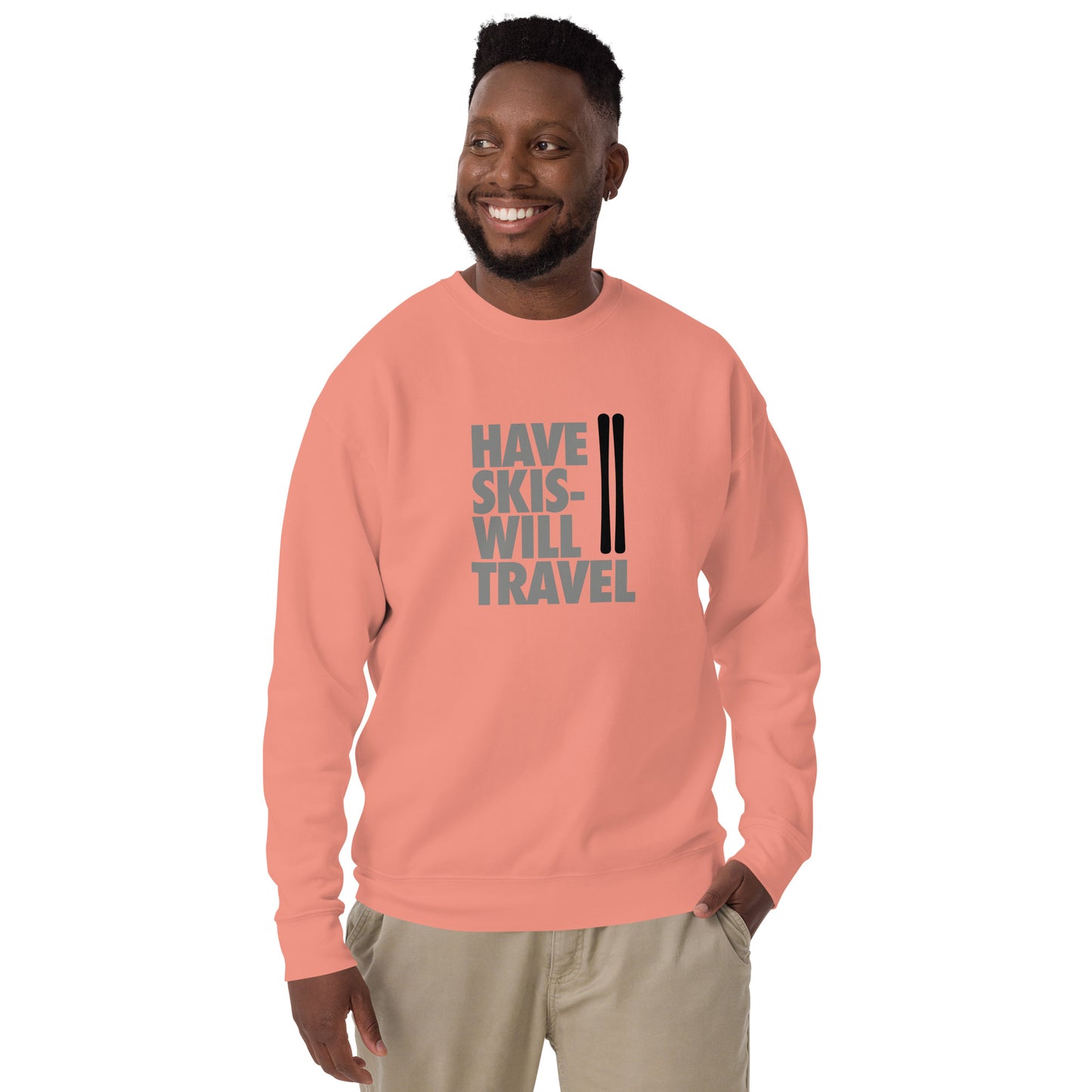 CS0032 - 01005 - Have Skis Will Travel Unisex Premium Sweatshirt (Black Skis)