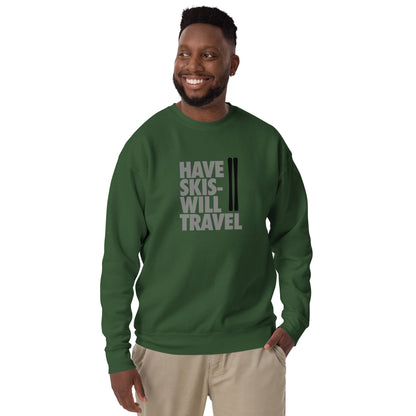 CS0032 - 01005 - Have Skis Will Travel Unisex Premium Sweatshirt (Black Skis)