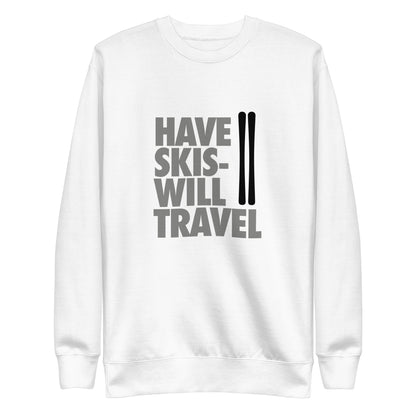 CS0032 - 01005 - Have Skis Will Travel Unisex Premium Sweatshirt (Black Skis)