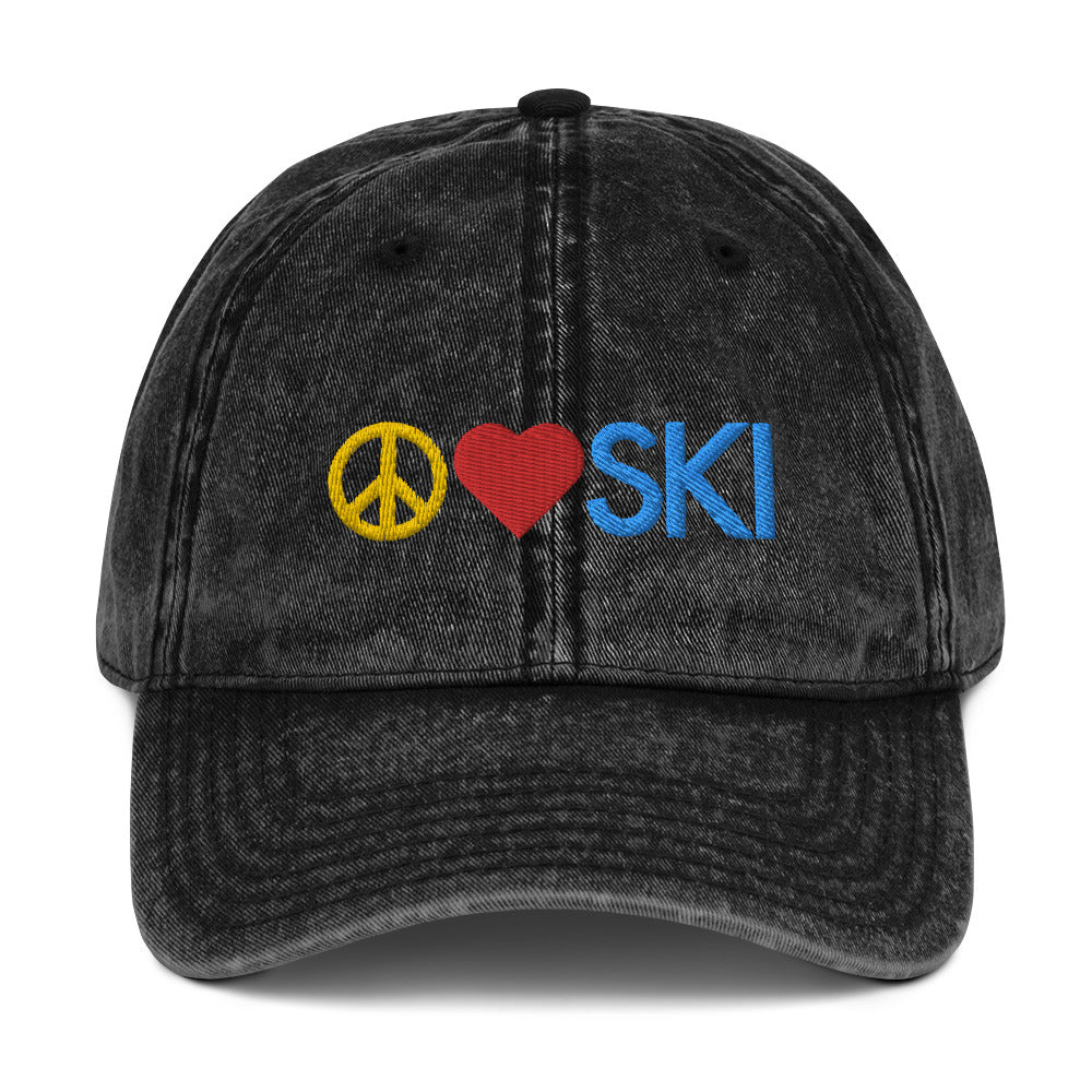 CS0026 - 04002 - Peace | Love | SKI Vintage Cotton Twill Cap