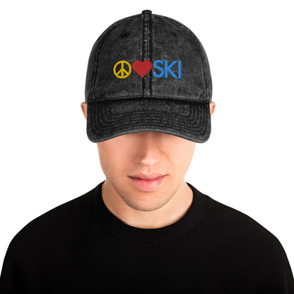 CS0026 - 04002 - Peace | Love | SKI Vintage Cotton Twill Cap