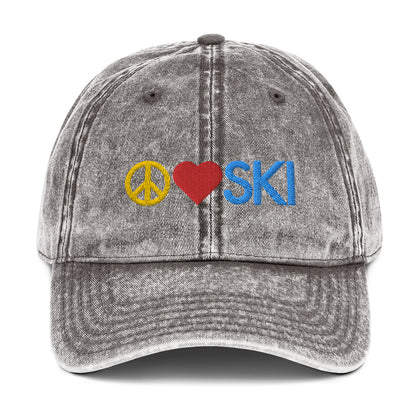 CS0026 - 04002 - Peace | Love | SKI Vintage Cotton Twill Cap