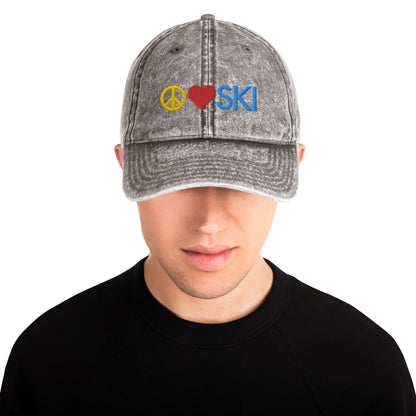 CS0026 - 04002 - Peace | Love | SKI Vintage Cotton Twill Cap