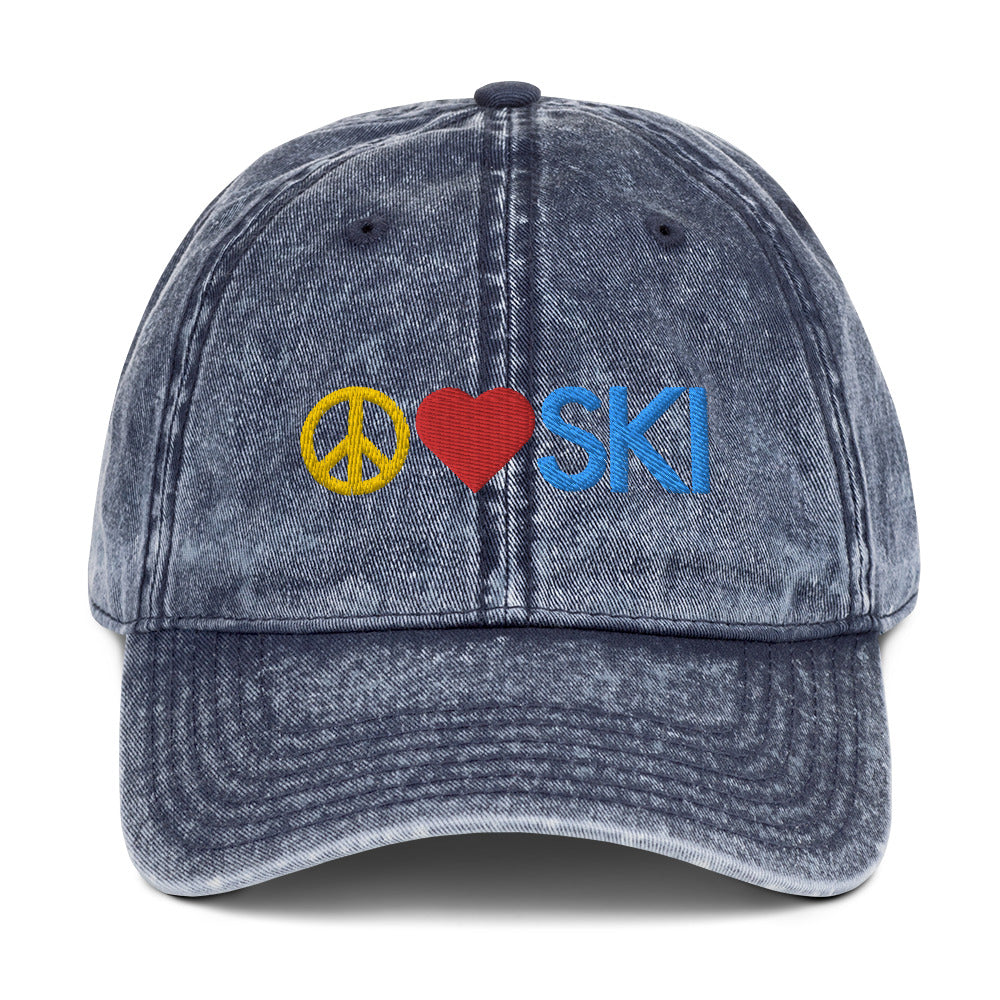 CS0026 - 04002 - Peace | Love | SKI Vintage Cotton Twill Cap