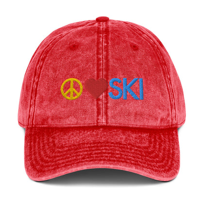 CS0026 - 04002 - Peace | Love | SKI Vintage Cotton Twill Cap