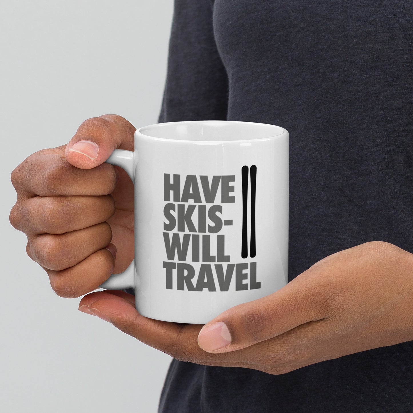 CS0032 - 06002 - Have Skis Will Travel White glossy mug