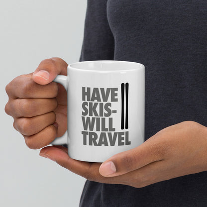 CS0032 - 06002 - Have Skis Will Travel White glossy mug