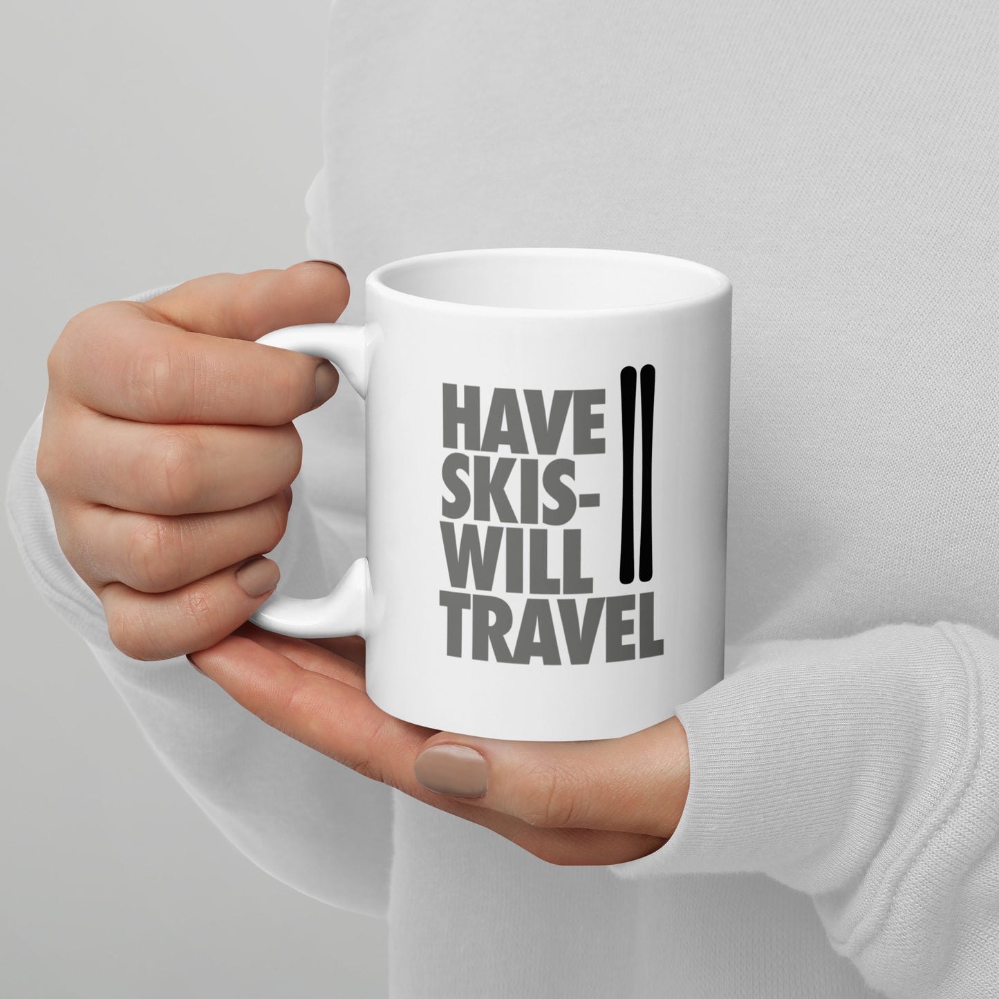 CS0032 - 06002 - Have Skis Will Travel White glossy mug