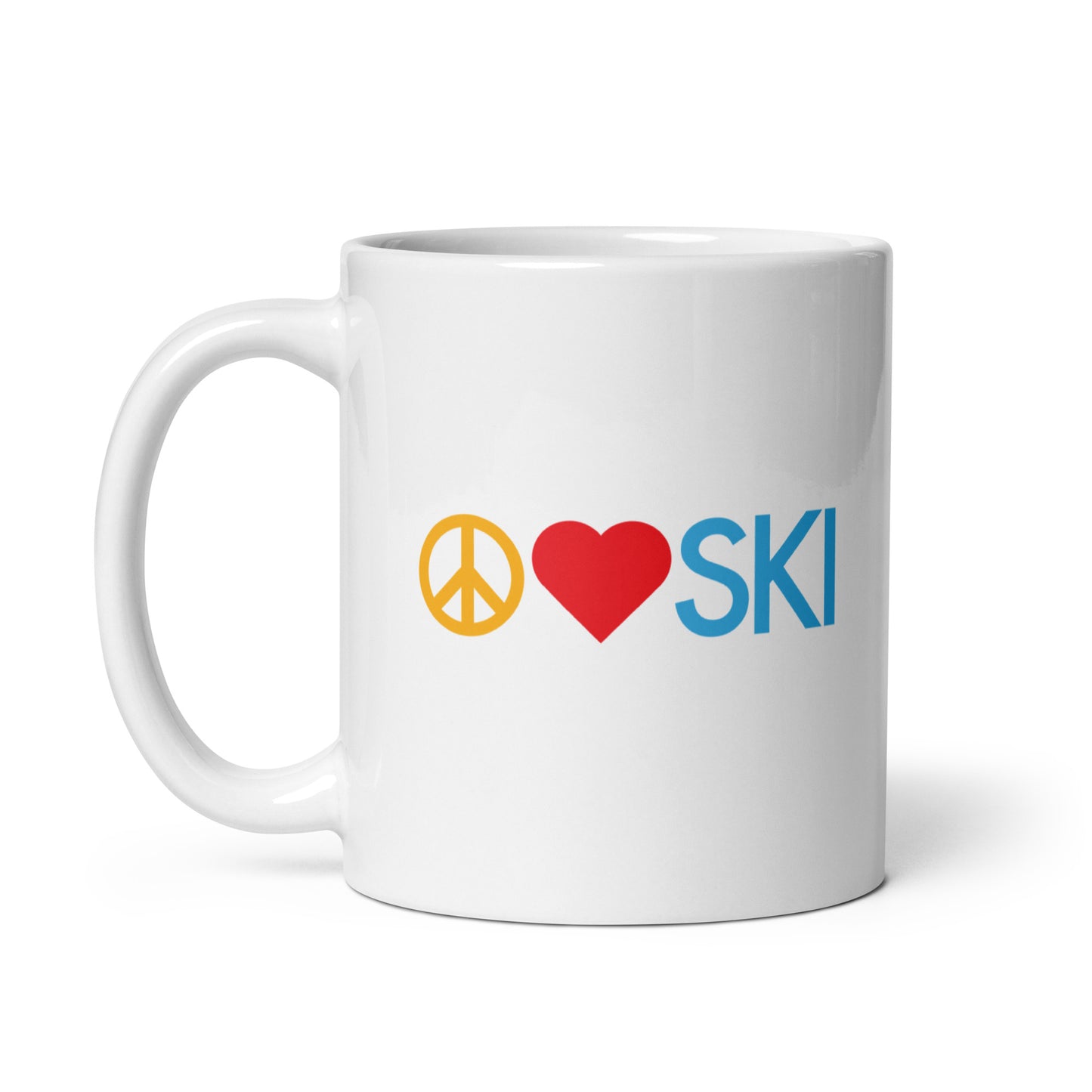 CS0026 - 06002 - Peace | Love | SKI White glossy mug