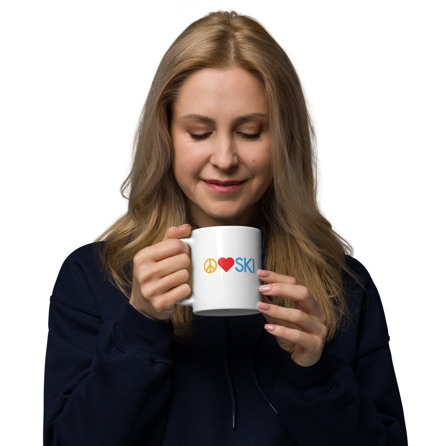 CS0026 - 06002 - Peace | Love | SKI White glossy mug