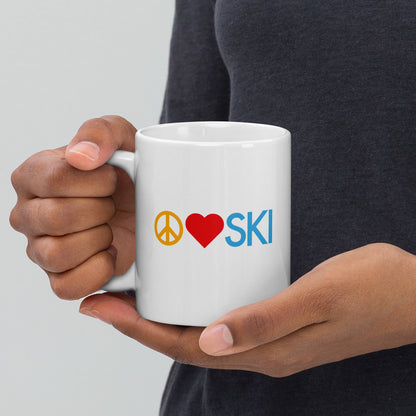 CS0026 - 06002 - Peace | Love | SKI White glossy mug