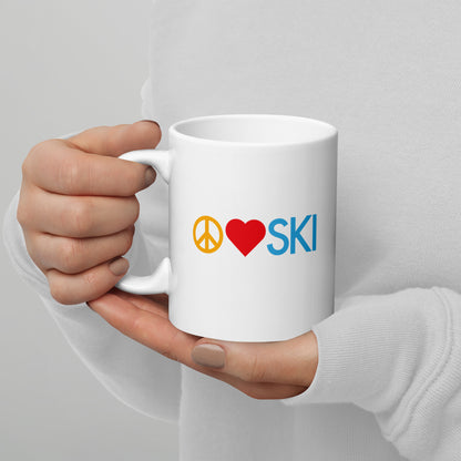 CS0026 - 06002 - Peace | Love | SKI White glossy mug