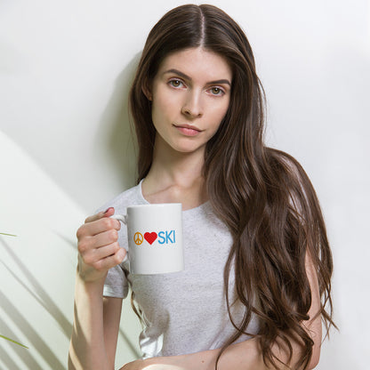 CS0026 - 06002 - Peace | Love | SKI White glossy mug