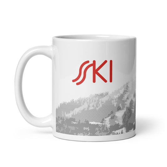 CS0030 - 06002 - SKI Tracks Print White glossy mug