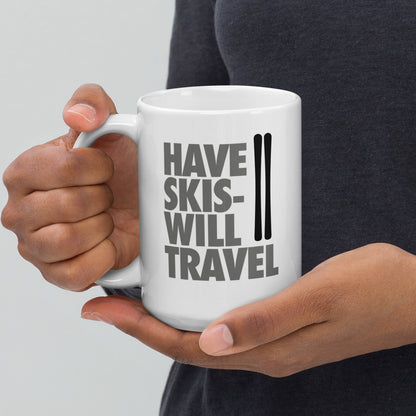 CS0032 - 06002 - Have Skis Will Travel White glossy mug