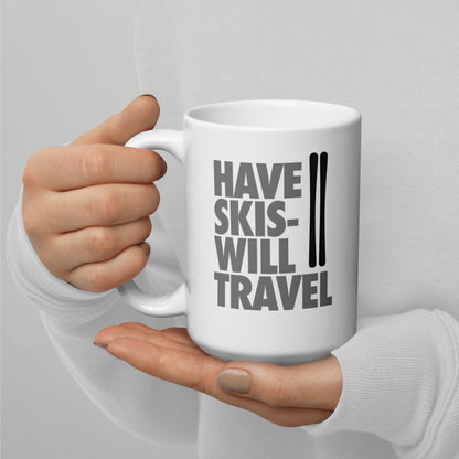 CS0032 - 06002 - Have Skis Will Travel White glossy mug