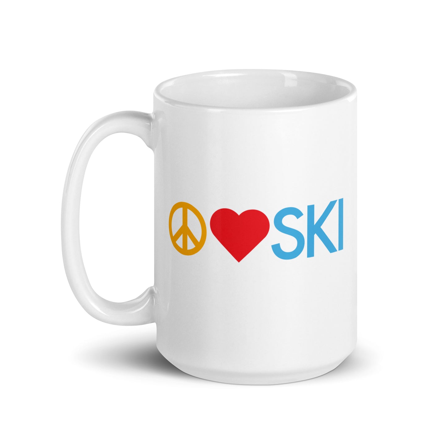 CS0026 - 06002 - Peace | Love | SKI White glossy mug