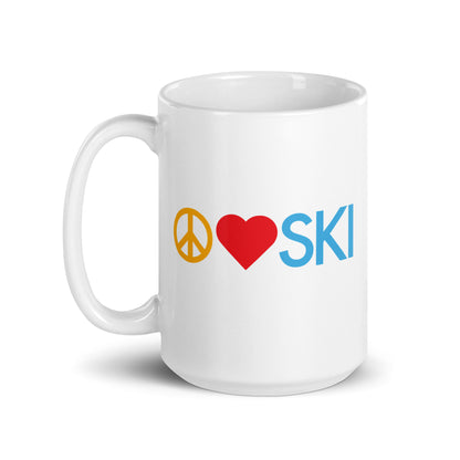 CS0026 - 06002 - Peace | Love | SKI White glossy mug