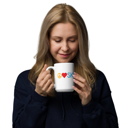 CS0026 - 06002 - Peace | Love | SKI White glossy mug