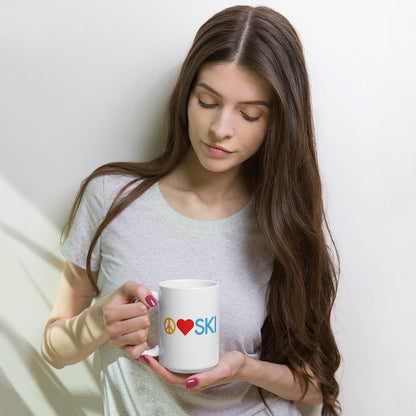 CS0026 - 06002 - Peace | Love | SKI White glossy mug