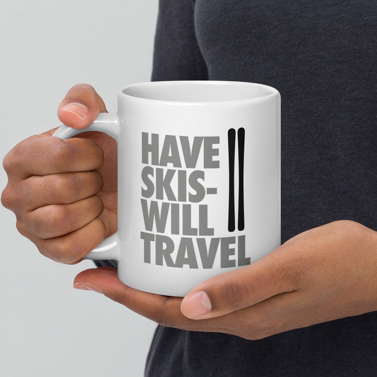 CS0032 - 06002 - Have Skis Will Travel White glossy mug