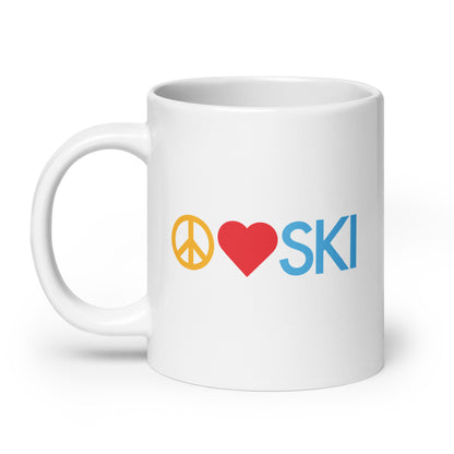 CS0026 - 06002 - Peace | Love | SKI White glossy mug