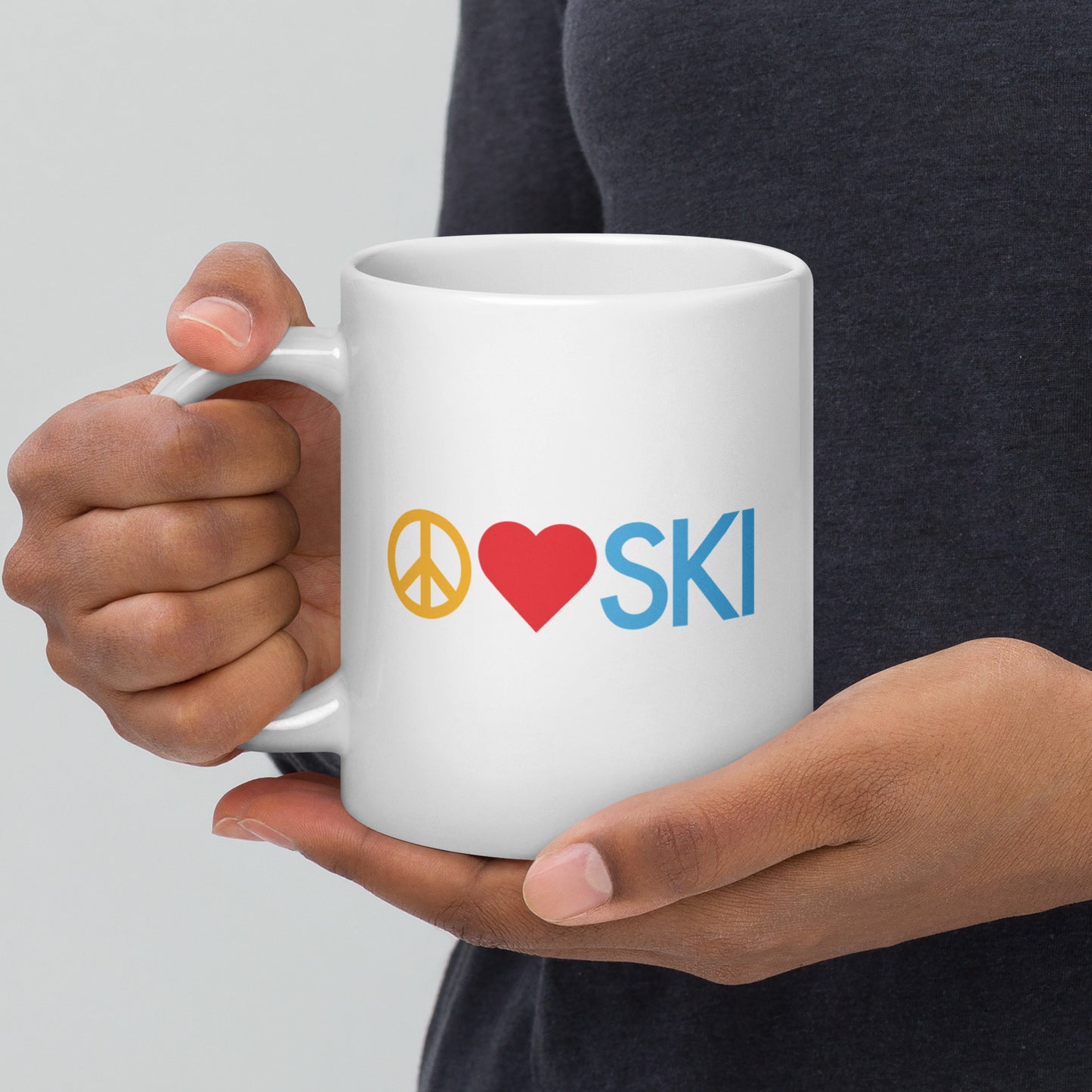 CS0026 - 06002 - Peace | Love | SKI White glossy mug