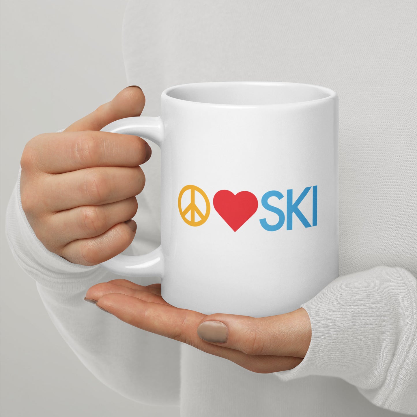 CS0026 - 06002 - Peace | Love | SKI White glossy mug