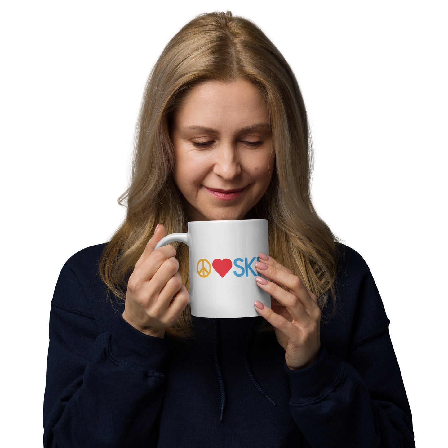 CS0026 - 06002 - Peace | Love | SKI White glossy mug