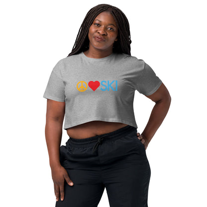 CS0026 - 02010 - Peace | Love | SKI Women’s Crop Tee