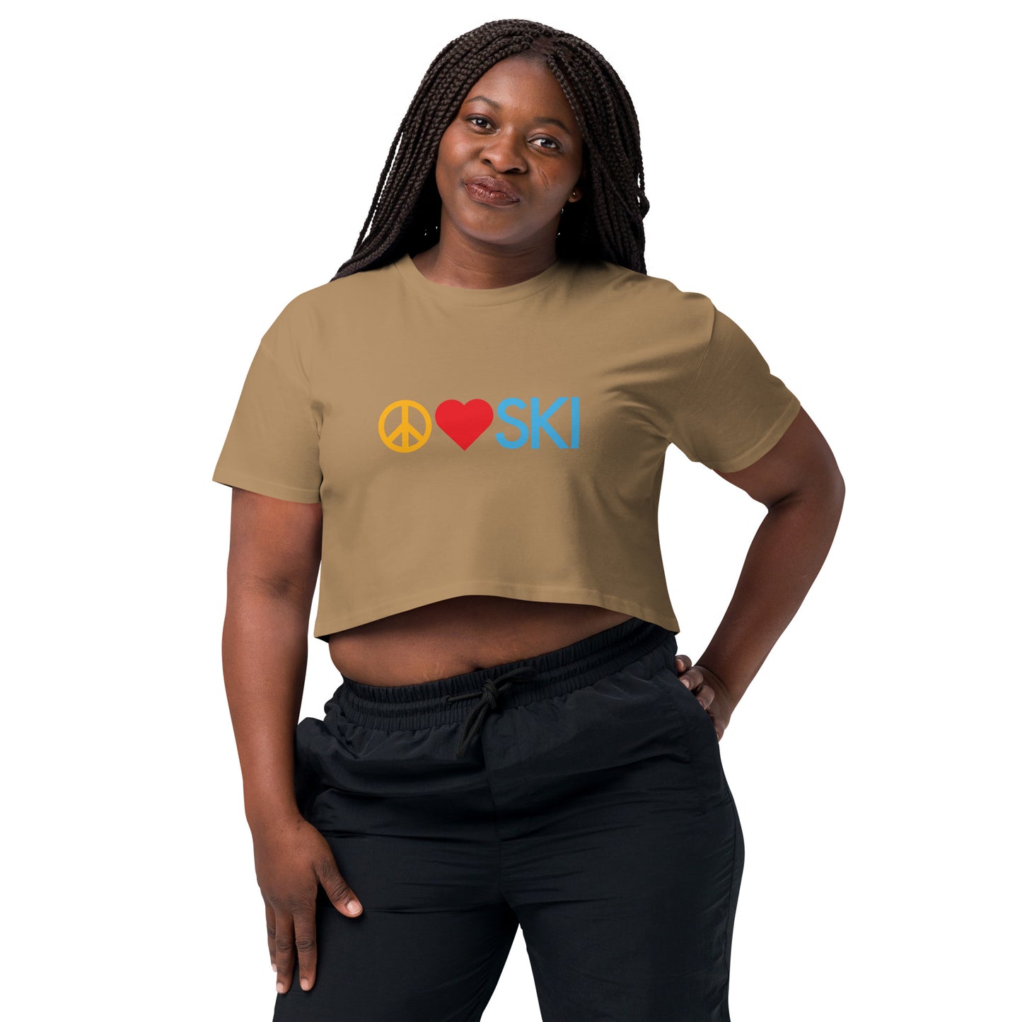 CS0026 - 02010 - Peace | Love | SKI Women’s Crop Tee