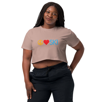 CS0026 - 02010 - Peace | Love | SKI Women’s Crop Tee