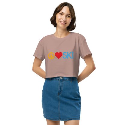 CS0026 - 02010 - Peace | Love | SKI Women’s Crop Tee