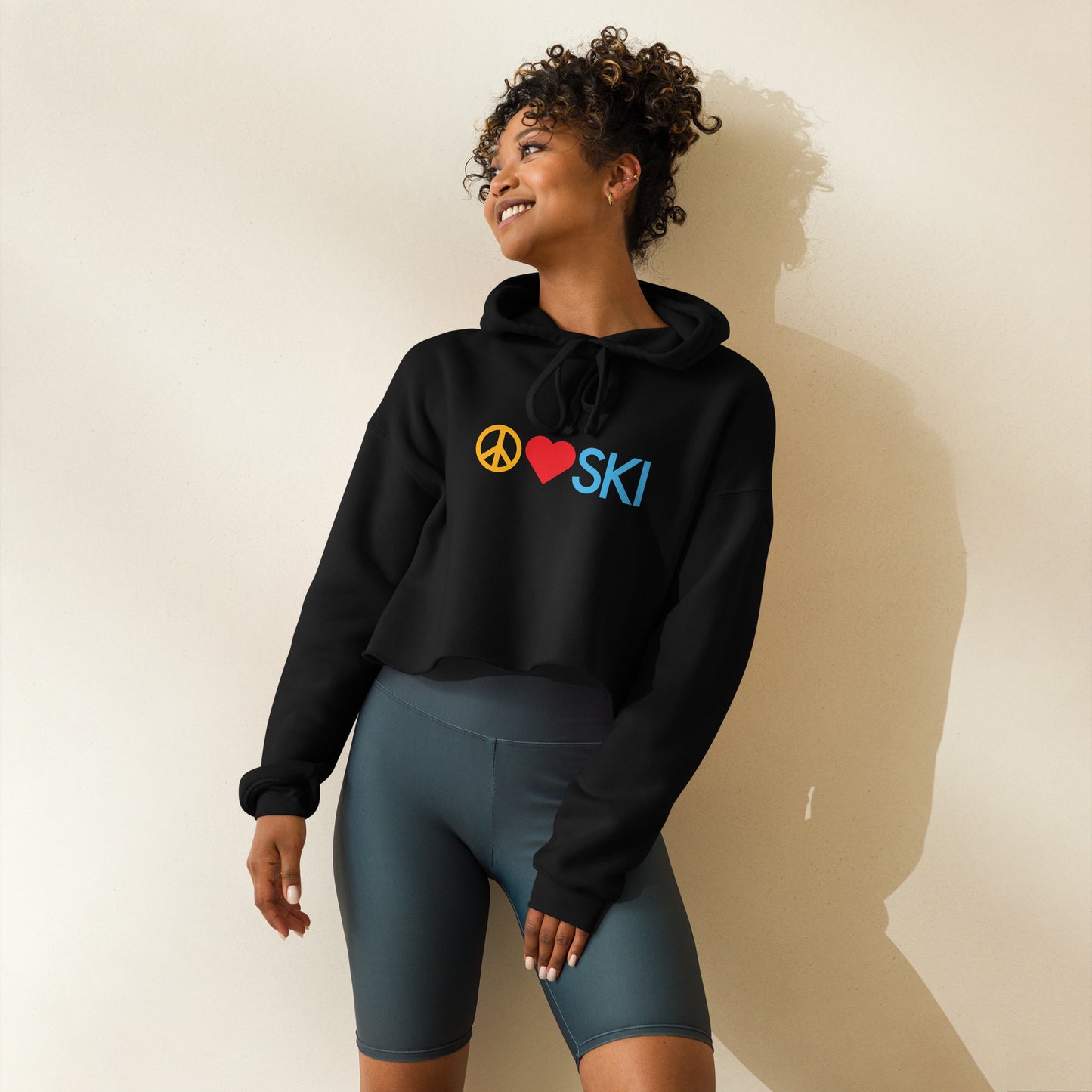 CS0026 - 02004 - Peace | Love | SKI Women's Crop Hoodie