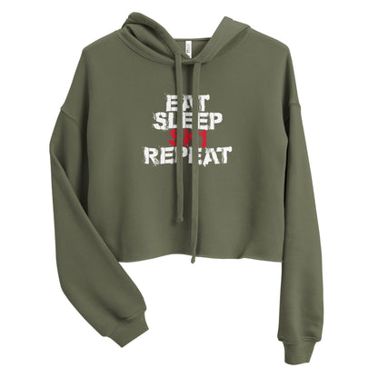 CS0048 - 02004 - Eat Sleep Ski Repeat Crop Hoodie