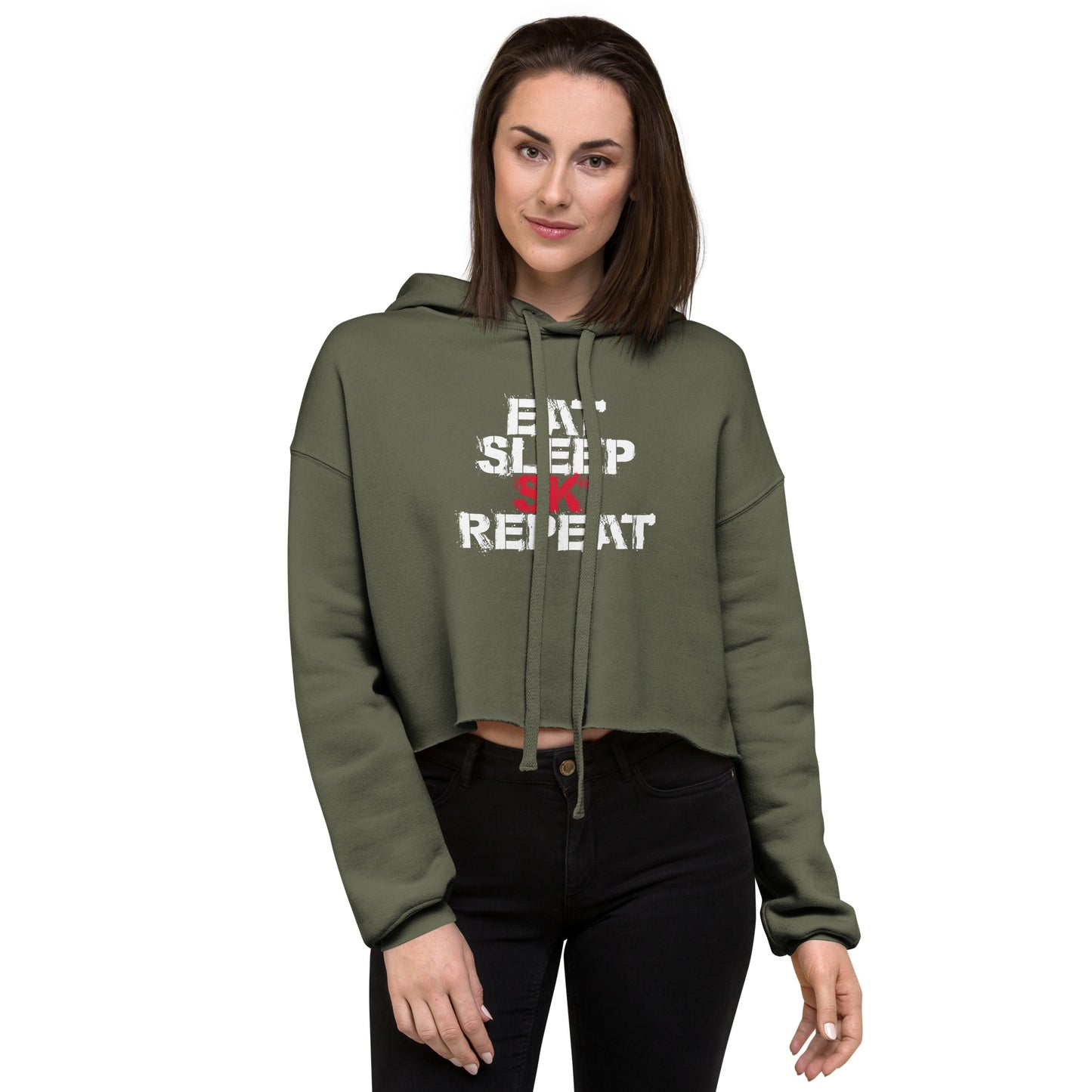 CS0048 - 02004 - Eat Sleep Ski Repeat Crop Hoodie