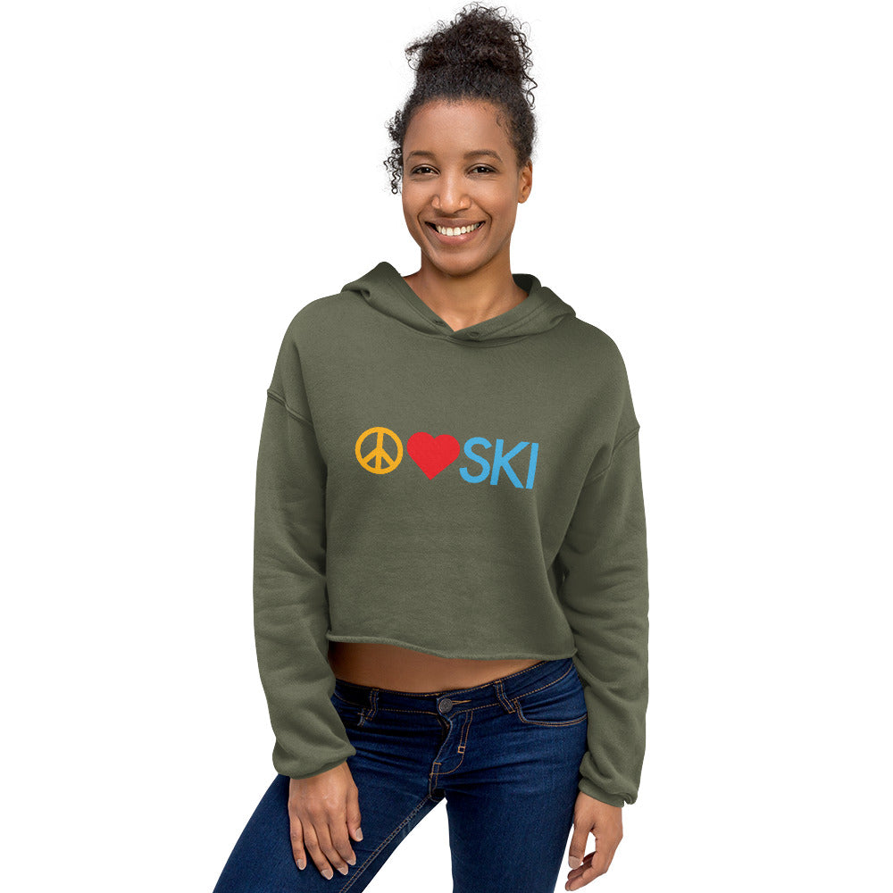 CS0026 - 02004 - Peace | Love | SKI Women's Crop Hoodie