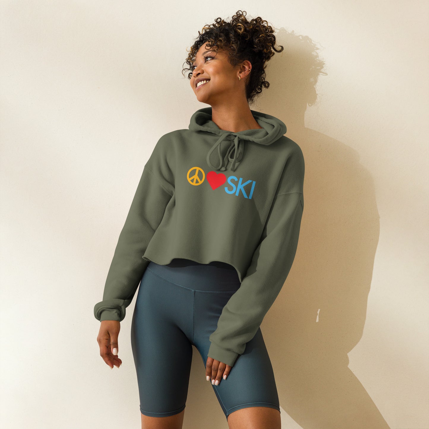 CS0026 - 02004 - Peace | Love | SKI Women's Crop Hoodie