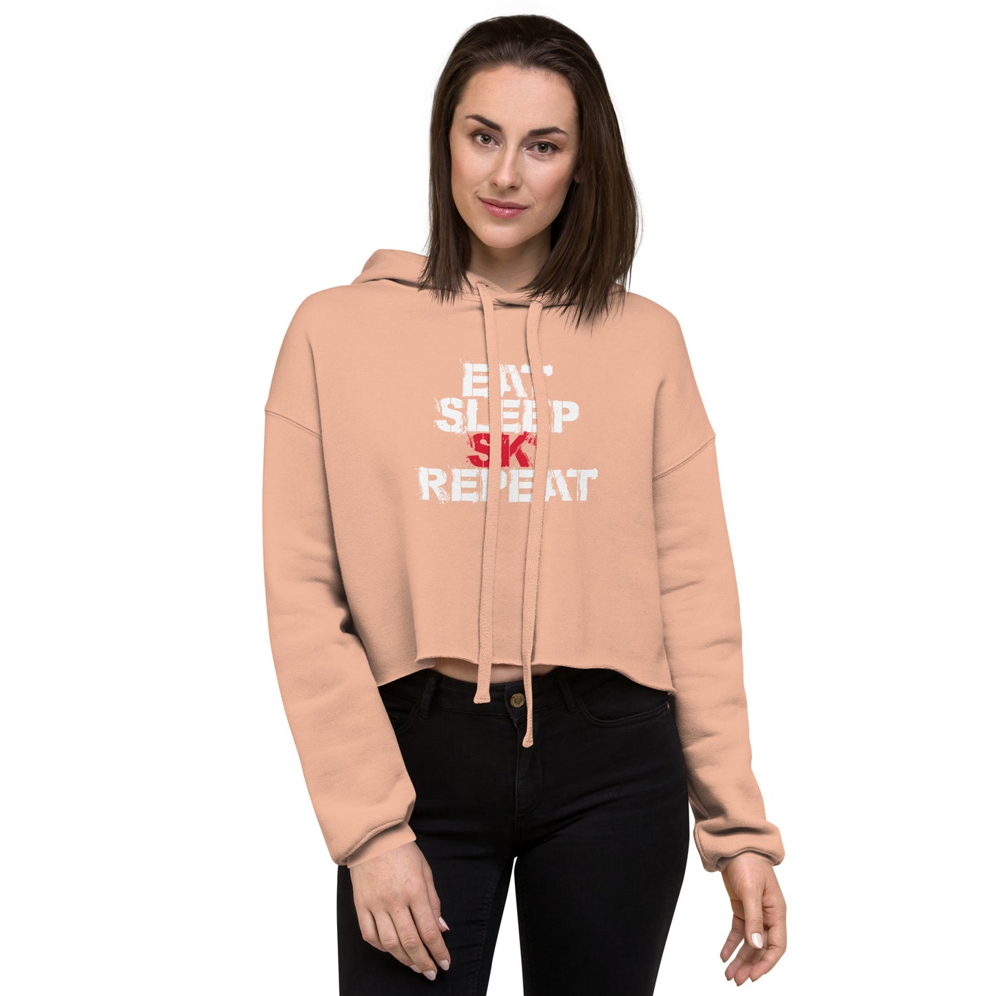 CS0048 - 02004 - Eat Sleep Ski Repeat Crop Hoodie