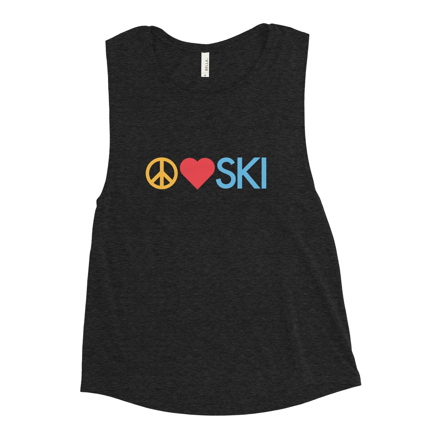 CS0026 - 02003 - Peace | Love | SKI Ladies’ Muscle Tank